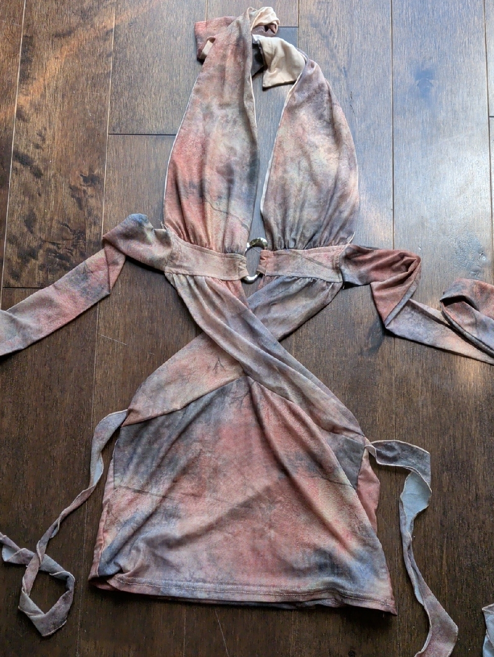 Tie-Dye Halter Mini Dress with Ring Detail
